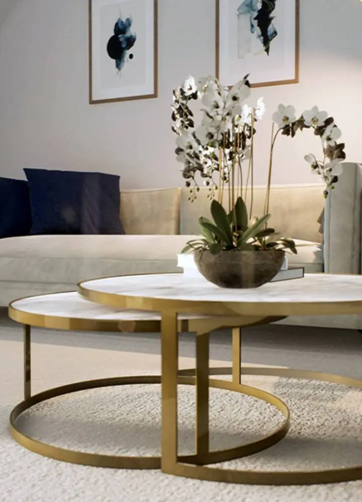 coffee table with plant